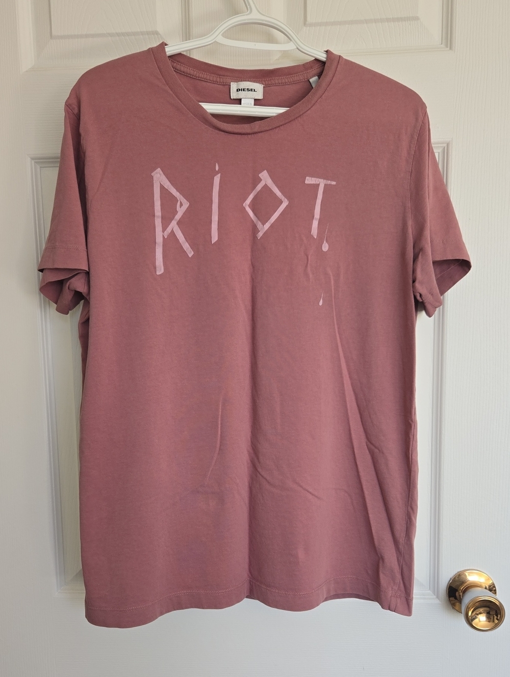 Diesel Men’s Dusty Rose 'RIOT' Graphic Short-Sleeve Tee